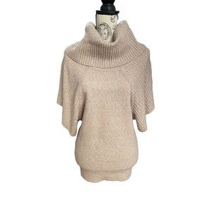 RUBY MOON Anthropologie Woman’s  Cowl Neck Oversized SS Sweater Tan Taupe Wine